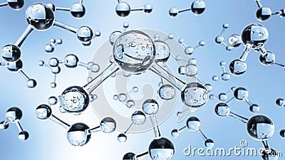 Abstract Water Molecules: Science and Chemistry Concept Cartoon Illustration