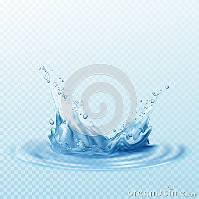 Transparent water splashes, drops isolated on transparent background. Vector illustration EPS10 Vector Illustration