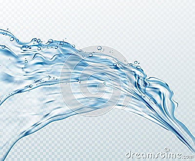 Transparent water splashes, drops isolated on transparent background. Vector illustration EPS10 Vector Illustration