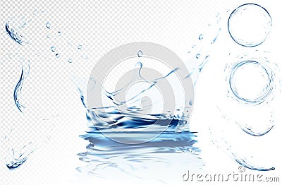 Transparent water wave with bubbles. Vector illustration in light blue colours. Purity and freshness concept. Website Vector Illustration