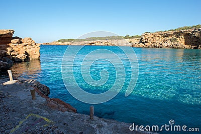 Transparent waters in the cala compte, Ibiza Stock Photo