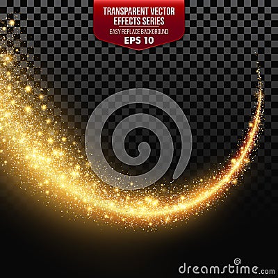 Transparent white star trail with particles. Vector effects Vector Illustration