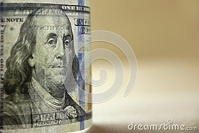 Transparently New USA Hundred Dollar Bill In Back Light Close-up Stock Photo