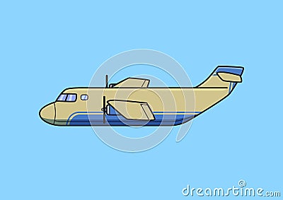 Transport aircraft, cargo airplane. Flat vector illustration. Isolated on blue background. Vector Illustration