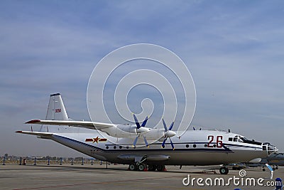 Transport aircrafts aerobatic team in the sky during air show Chinese Air Force Editorial Stock Photo