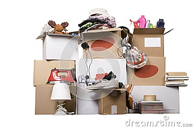 Transport cardboard boxes, relocation concept Stock Photo