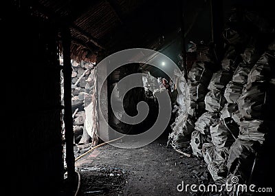 Transport charcoal, Ca Mau, Viet Nam Editorial Stock Photo