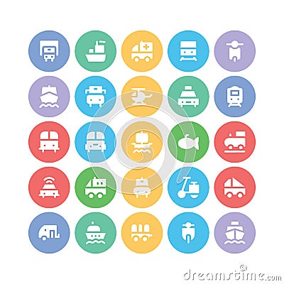 Transport Colored Vector Icons 4 Stock Photo