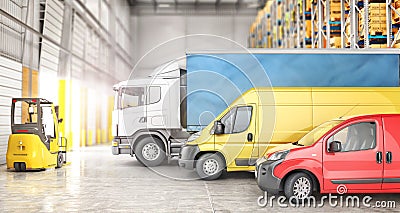 Transport for delivery isolated on a warehouse Cartoon Illustration