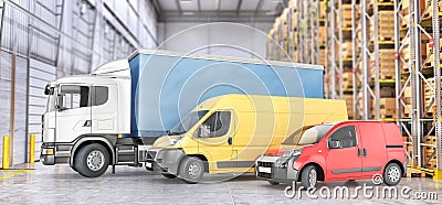 Transport for delivery isolated on a warehouse Cartoon Illustration