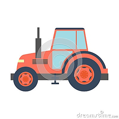 Transport flat tractor icon isolated on white. Vector Vector Illustration