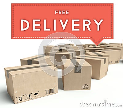 Transport free delivery with cardboard boxes Stock Photo