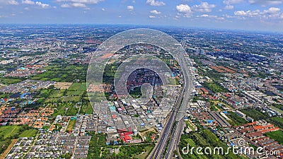 Transport highway stucture Thailand drone ariel view top landmark Stock Photo