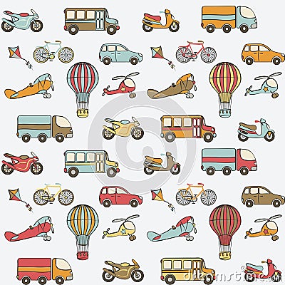 Transport kids seamless pattern Vector Illustration