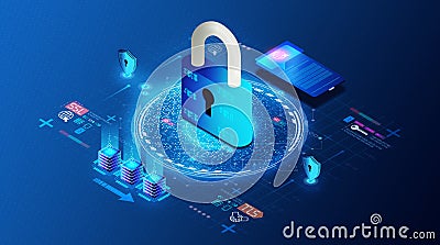 Transport Layer Security Concept - TLS and SSL Encryption - 3D illustration Cartoon Illustration