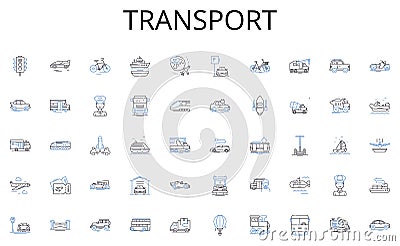 Transport line icons collection. Pips, Currency pairs, Forex broker, Technical analysis, Fundamental analysis, Trading Vector Illustration