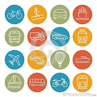 Transport line icons Vector Illustration