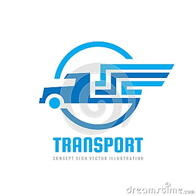 Transport logistic logo design. Car truck sign. Delivery cargo symbol. Vector Illustration