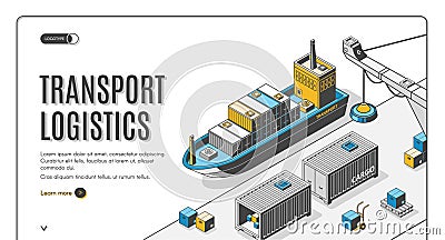 Transport logistics, ship port delivery company Vector Illustration