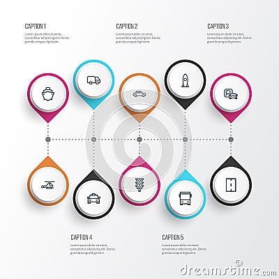 Transport Outline Icons Set. Collection Of Road, Helicopter, Sign And Other Elements. Also Includes Symbols Such As Car Vector Illustration