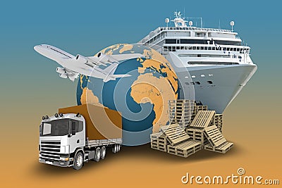 Transport with planet Stock Photo