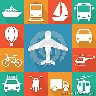 Transport related icons Cartoon Illustration