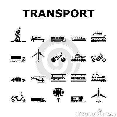 Transport For Riding And Flying Icons Set Vector Vector Illustration