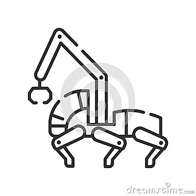 Transport robot black line icon. Woodworking industry. Innovation in technology. Sign for web page, app. UI UX GUI design element Stock Photo