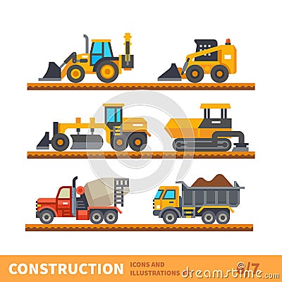 Transport and tool for construction Vector Illustration