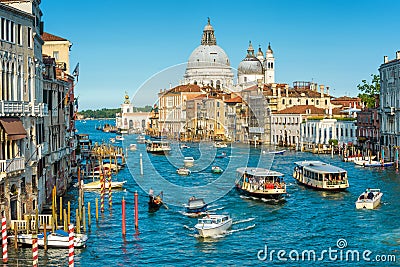 Transport traffic on the Grand Canal in Venice Editorial Stock Photo