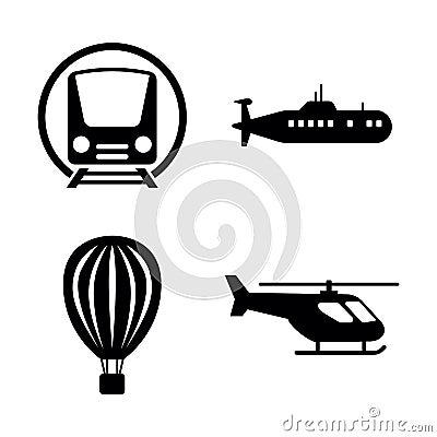 Transport, Transportation. Simple Related Vector Icons Stock Photo