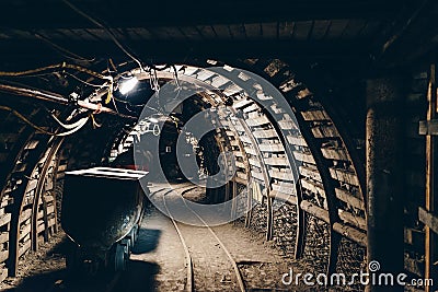 Transport wagon in underground coal mine Stock Photo