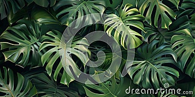 Tropical green leaves background Stock Photo