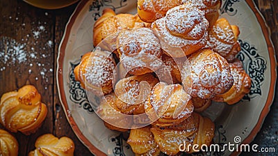 Transport yourself to the streets of Naples with our authentic Zeppole, a classic Italian delicacy enjoyed worldwide Stock Photo