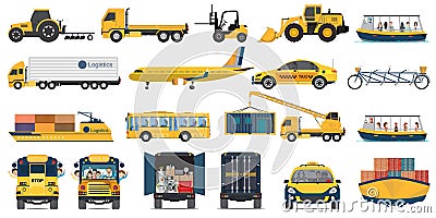 Transportable vehicle set of car Vector Illustration