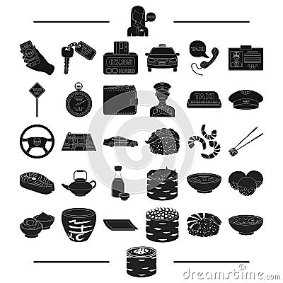 Transportation, accessories, machinery and other web icon in black style.treat, restaurant, profession, icons in set Vector Illustration