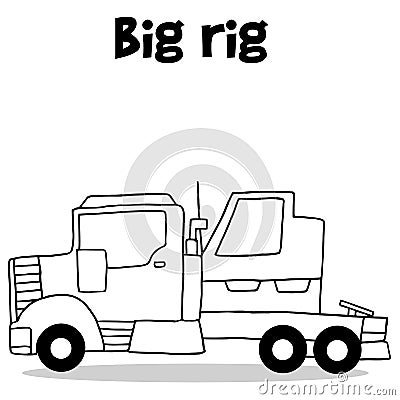 Transportation of big rig hand draw Vector Illustration