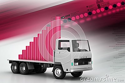 Transportation of business graph in truck Stock Photo