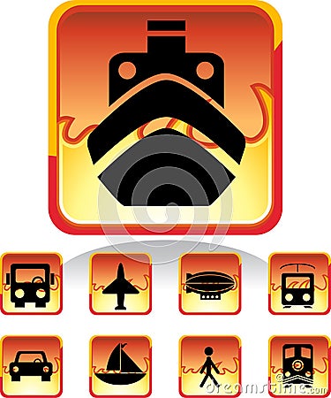 Transportation Buttons - Fire Vector Illustration