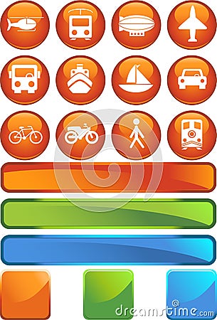 Transportation Buttons - Round Vector Illustration