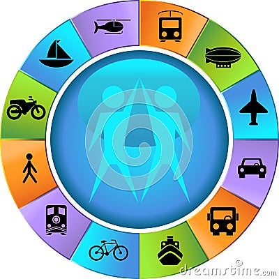 Transportation Buttons - Wheel Vector Illustration