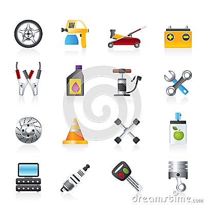 Transportation and car repair icons Vector Illustration