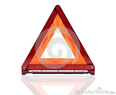 Red triangle sign, emergency stop sign, emergency warning sign isolate on white background Stock Photo