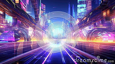 transportation futuristic road background Cartoon Illustration