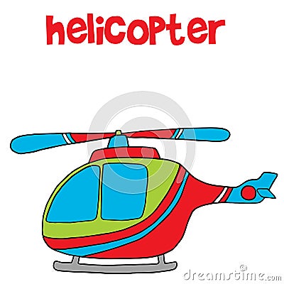 Transportation of helicopter cartoon for kids Vector Illustration