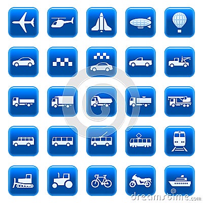 Transportation icons / buttons Vector Illustration