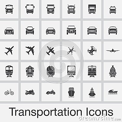 Transportation icons set vector isolated on grey background Vector Illustration