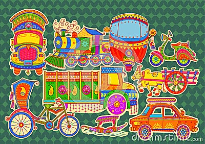 Transportation of India Vector Illustration