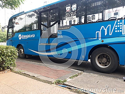 Transportation for Jakarta area, Trans Jakarta Editorial Stock Photo
