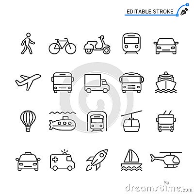 Transportation outline icon set Vector Illustration